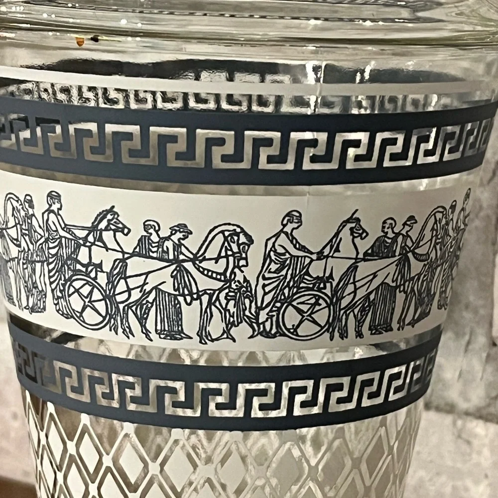 Vintage Mid Century MCM 50s Patrician Blue Jeannette Jar With Lid Greek‎ Style